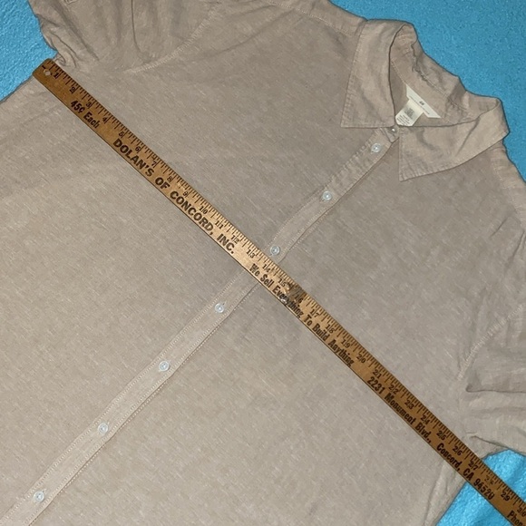 H&M linen blend shirt dress button up belted long sleeve rounded hem NEW size XL - Picture 9 of 13